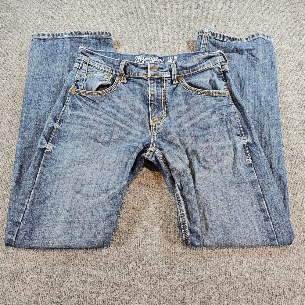 Wrangler Mens 30x30 (30x32 Tag) Blue Slim Boot Retro Jeans WLT77LY Western